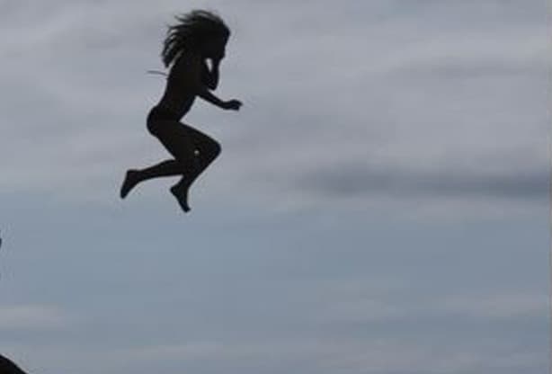 Woman jumps