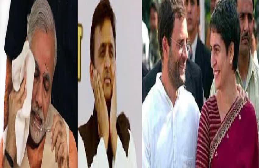 PM Narendra Modi, Akhilesh Yadav, Rahul Gandhi and Priyanka Gandhi
