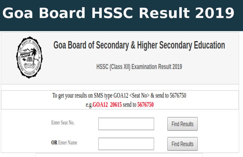 Goa Board GBSHSE HSSC 12th Result 2019