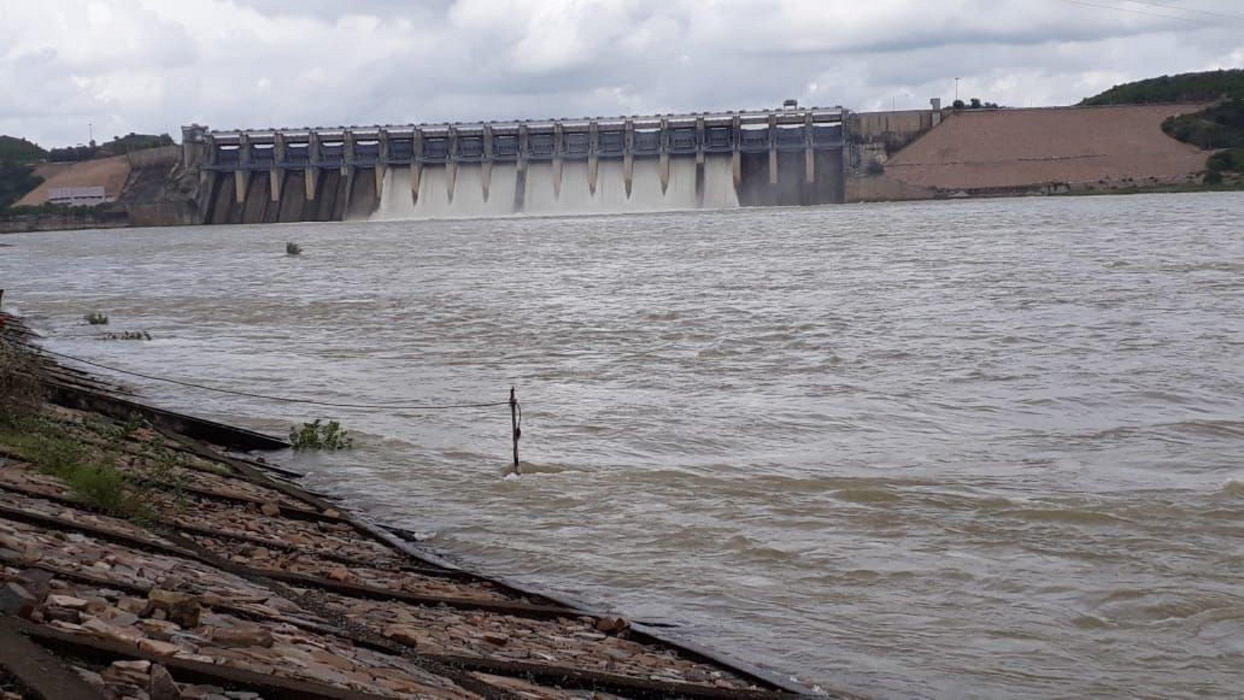 Ten gates of Bansagar dam opened