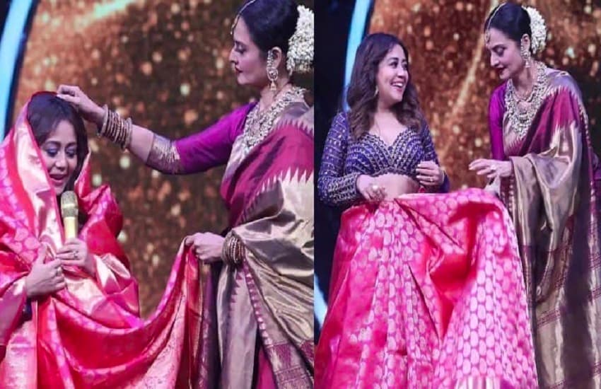 Rekha Gives Beautiful Saree To Neha Kakkar As A Sagun