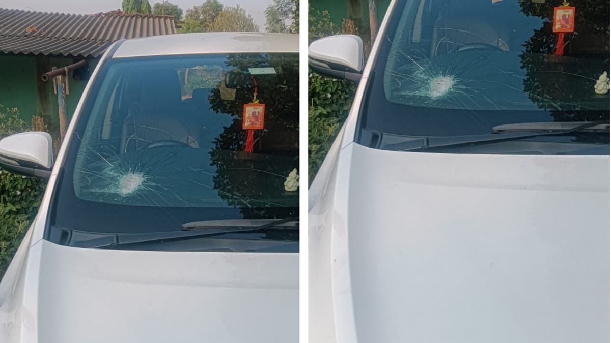 Stone attack on Former minister car