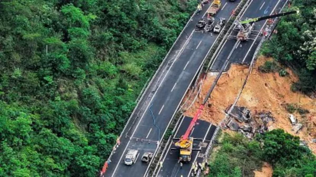 Highway road collapses in China