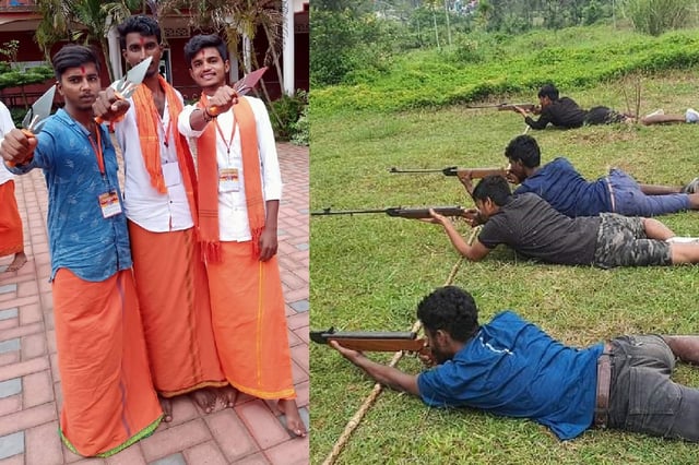 कर्नाटक: हथियारों के साथ बजरंग दल कार्यकर्ताओं के ट्रेनिंग कैम्प की फोटोज वायरल, कांग्रेस ने उठाए सवाल
