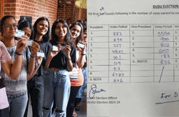 दिल्ली छात्रसंघ चुनाव की आठ चक्र मतगणना पूरी, एबीवीपी चारों सीट पर आगे