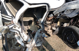 अनियंत्रित कार सड़क पर खड़ी क्रेन से टकराई, दो युवकों की दर्दनाक मौत