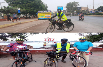साइकिल यात्रा कर रायपुर पहुंचे हैदराबाद के सिद्धार्थ बंगारु , राइडर्स क्लब ने किया स्वागत