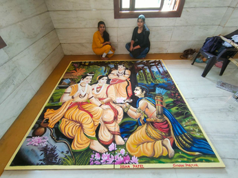 Watch video: रामनवमी पर भगवान राम,माता सीता, लक्ष्मण व भरत का रंगोली