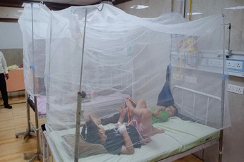 कोटा में बढ़ा डेंगू का कहर: मच्छरदानी के कवर में इलाज ले रहे डेंगू से पीडि़त बच्चे