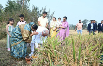 छत्तीसगढ़ के मुख्यमंत्री भूपेश बघेल अपने परिवार के साथ अपने खेत पहुंचे "बढ़ौना" रस्म का किया निर्वहन