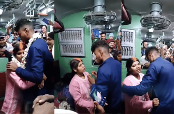 Video: चलती ट्रेन में युवक ने युवती को पहनाया सिंदूर, यात्री बने विवाह के साक्षी
