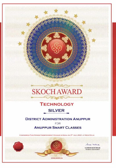 Anuppur Smart Class Project Wins Skoch Silver Award, Awarded in Techno