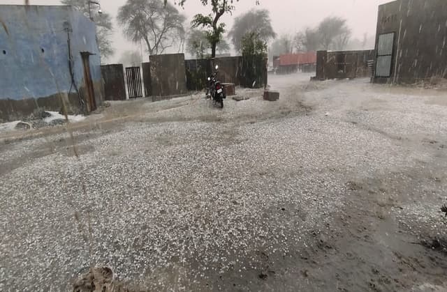Patrika Photo Gallery: -  ये है मौसम की मार- पानी में बह गया किसानों का पसीना