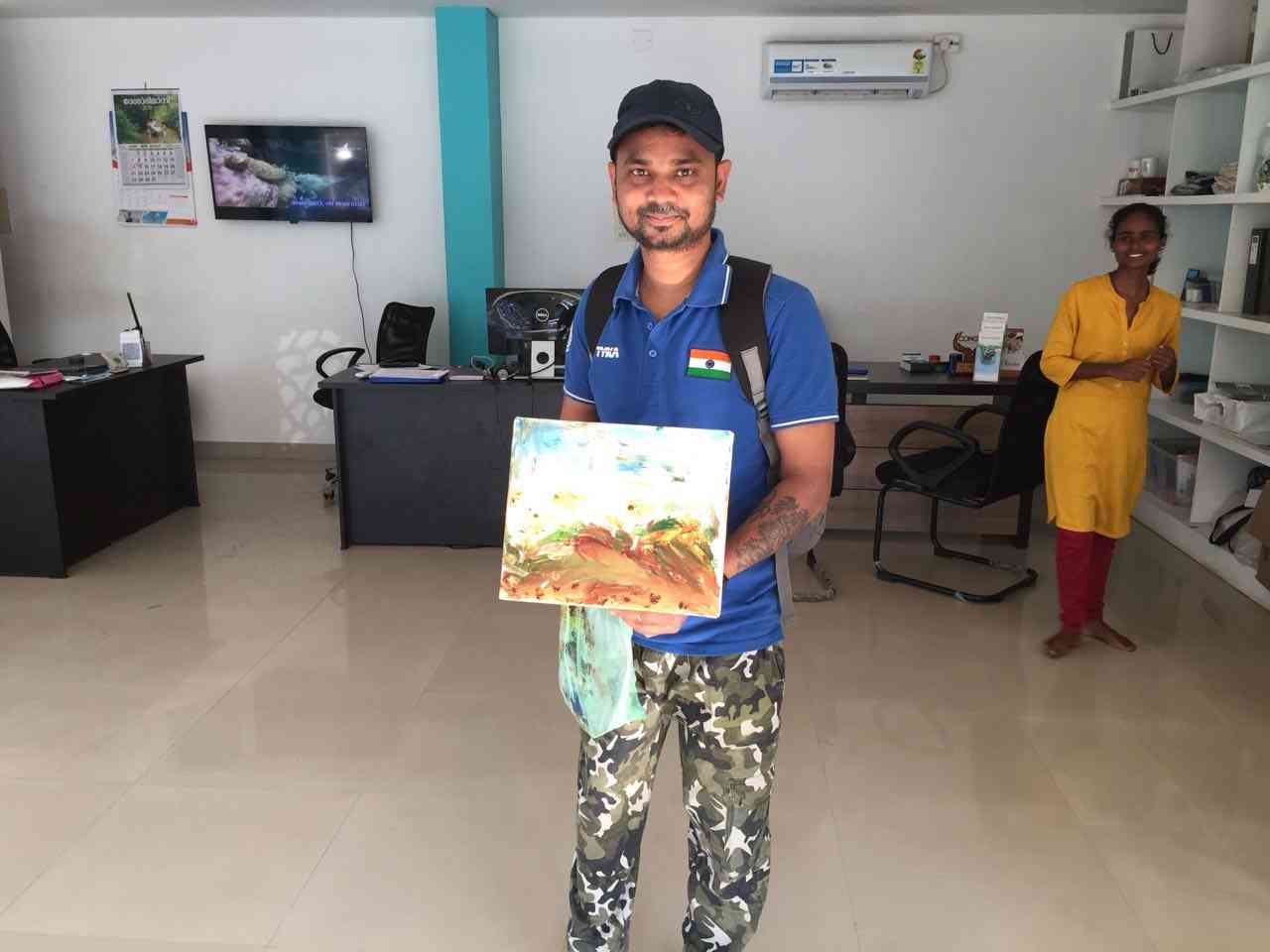 ajmer boy made underwater painting in Indian ocean