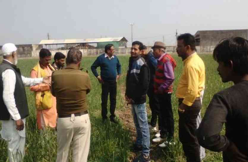 patrika गेहूं के खेत में चलाई जेसीबी...मंडी का जमीन पर कब्जा