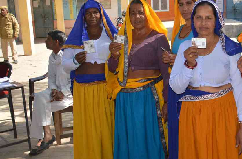 Election scene in rural area of alwar अलवर उपचुनाव: न गीत न ठट्टा, मतदाताओं ने लगाया ठप्पा