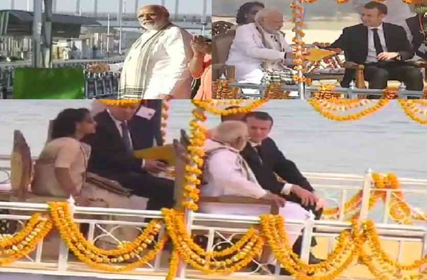MODI GANGA TRAVEL पीएम ने दिखाई वाराणसी-पटना-इंटरसिटी एक्सप्रेस को हरी झंडी, अपने दोस्त मैक्रों को कराई गंगा की सैर