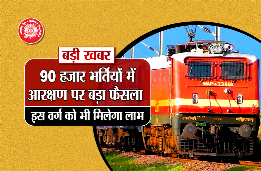 railway बड़ी खबरः 90 हजार भर्तियों में आरक्षण पर बड़ा फैसला, अब इस वर्ग को भी मिलेगा लाभ