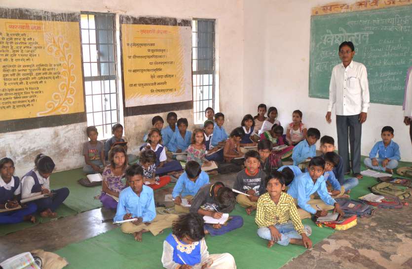 काइखेड़ा गांव के प्राथमिक और माध्यमिक स्कूलों के एक साथ बैठे विद्यार्थी किचिन में ताला भोजन नहीं हो रहा वितरण भूखे पेट पढ़ाई कर रहे बच्चे,मध्यान्ह भोजन में लगातार लापरवाही