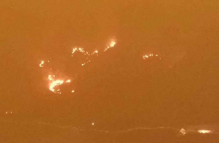 fire in hills उदयपुर में एक के बाद एक सुलग रहे पहाड़, दौड़ रही दमकलें, मशक्कत कर रहे कर्मचारी