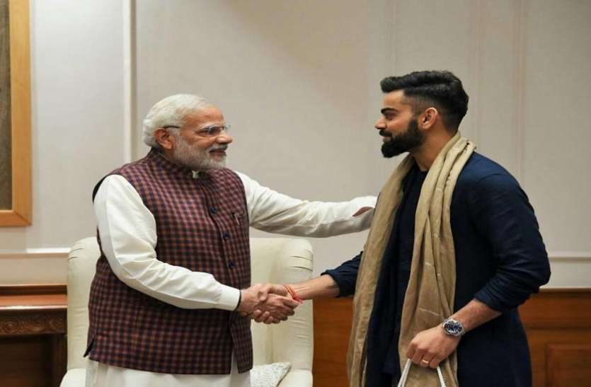virat kohli with pm modi विराट ने पूरा किया खेल मंत्री का चैलेंज, अब धोनी-अनुष्का और पीएम को दी चुनौती