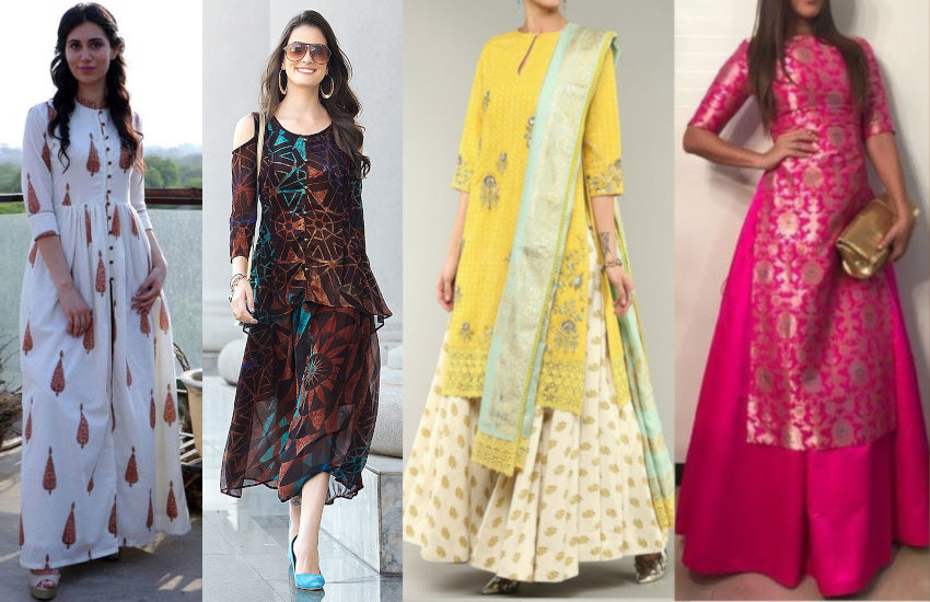 long kurti ke sath skirt