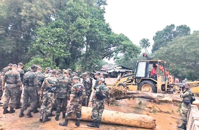 भूस्खलन प्रभावित क्षेत्र के राहत कार्यों में बारिश बाधा भूस्खलन प्रभावित क्षेत्र के राहत कार्यों में बारिश बाधा