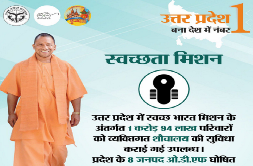 cm yogi adityanath tweet about swachh bharat abhiyan योगी आदित्यनाथ ने किया ट्वीट, उत्तर प्रदेश बना देश में नंबर वन