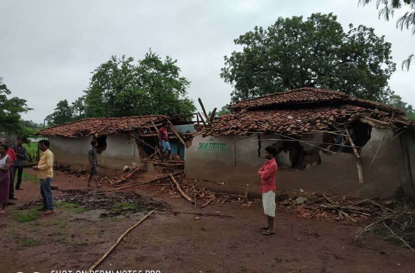 Broken house by elephants