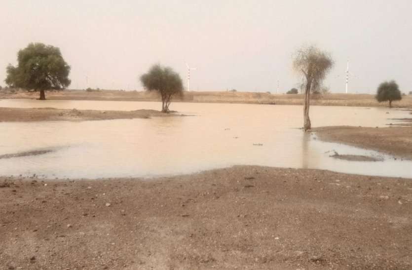 jaisalmer news जैसलमेर में १३.४ एमएम बारिश, जगह-जगह भरा पानी