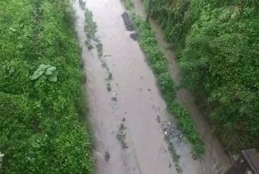 Railway track full of water