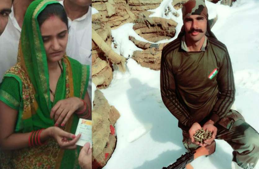 martyrs pushpendra wife शहीद पुष्पेन्द्र सिंह की पत्नी ने पाकिस्तान को दी चेतावनी, सबक सिखाएगा मेरा बेटा, देखें वीडियो