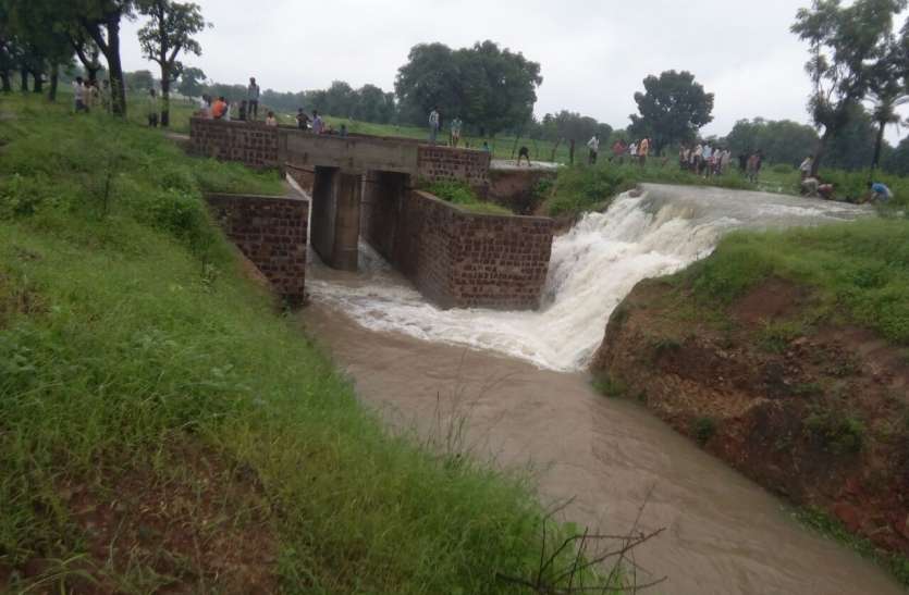 The water coming back to the canal the dargahanala pond is empty पोषक नहर का पानी हो रहा वापस, दरगांयकलां का तालाब खाली