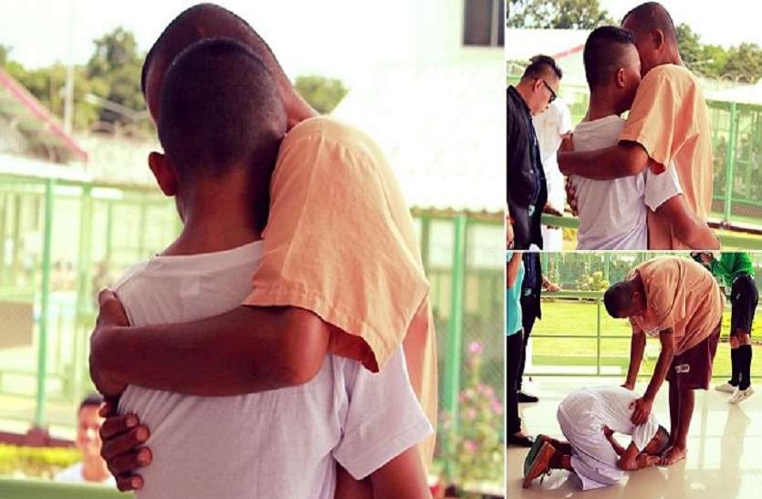 Thai father--son थाइलैंड: जेल में बंद पिता से संयोगवश हुई बेटे की मुलाकात, सोशल मीडिया पर वायरल हुई घटना