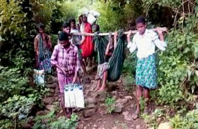 Andhra Woman Delivery गर्भवती महिला को कंधे पर लादकर अस्पताल ले जा रहे थे परिजन, रास्ते में हुई डिलीवरी