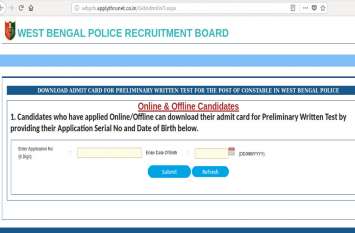 West Bengal Police Constable prelims admit card 2018 West Bengal Police Constable prelims admit card 2018