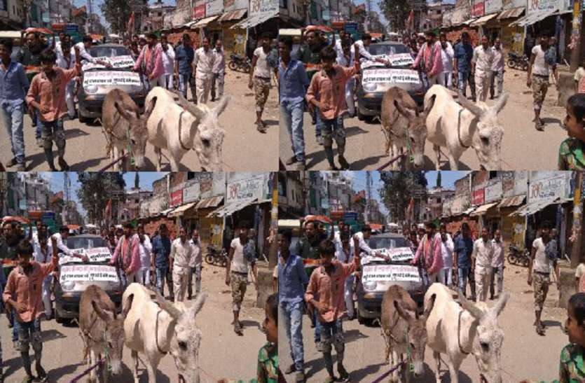 congres news भारत बंद को लेकर कांग्रेस का अनोखा प्रदर्शन, ऐसे कर रहे महंगाई का विरोध