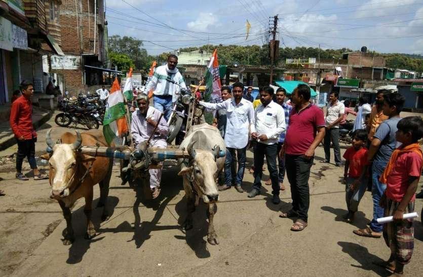protest of congress कांग्रेस ने पेट्रोल-डीजल की बढ़ी कीमतों का किया विरोध