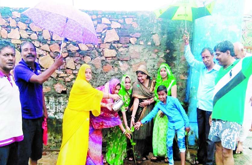 उपस्थित महिलाएं पौधे लगाकर सारसंभाल की ली शपथ