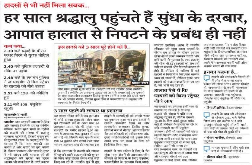 jalorenews 18 लाख श्रद्धालुओं की सुरक्षा पर नजरअंदाजी पड़ रही भारी