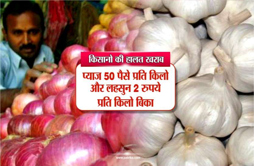 vegetable market किसानो की हालत खराबः प्याज़ 50 पैसे प्रति किलो और लहसुन 2 रुपये प्रति किलो बिका