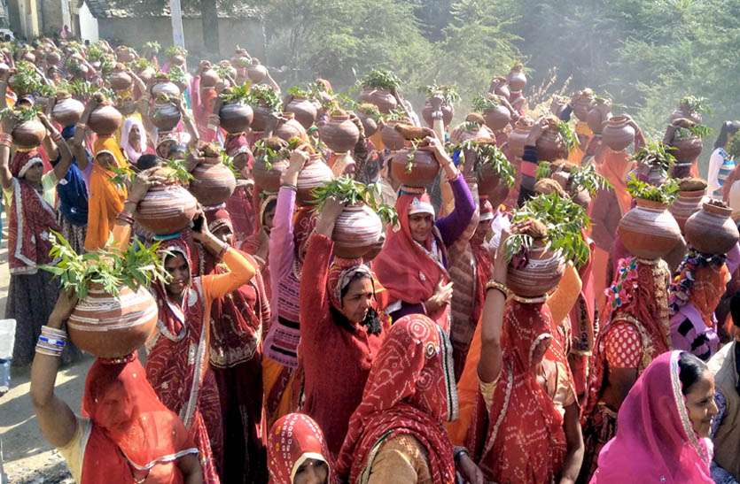 kalash-yatra-extracted-on-the-occasion-of-the-story-of-gao-kath पांच दिवसीय गौ कथा के अवसर पर निकाली कलश यात्रा