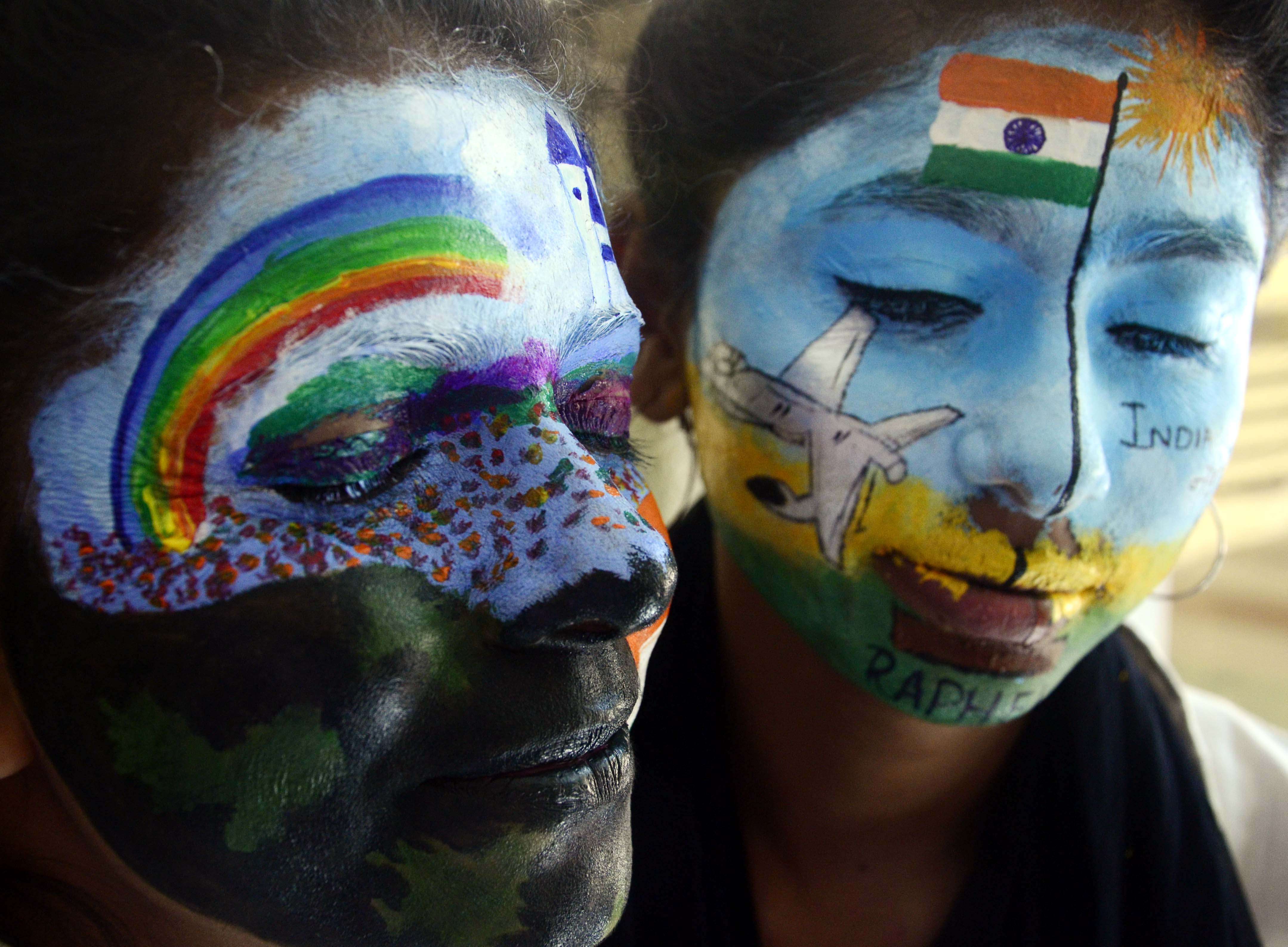 फेस पेंटिंग प्रतियोगिता photo face painting competition mp Patrika