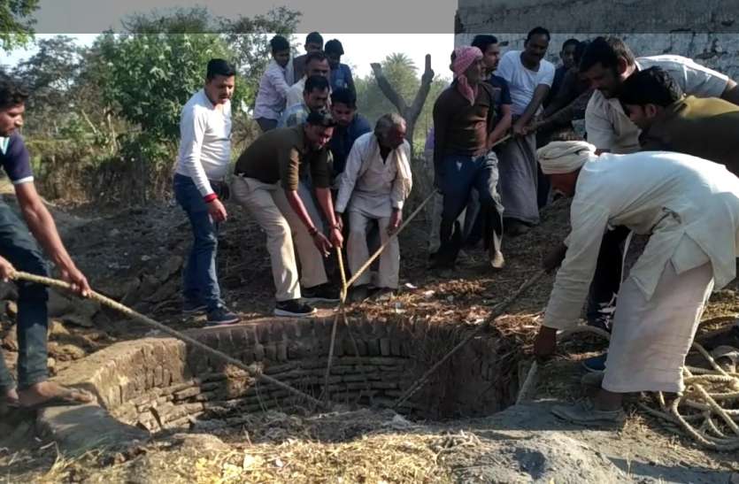 कुएं में गिरा बैल, पुलिस ने ग्रामीणों की मदद से निकाला बाहर कुएं में गिरा बैल, पुलिस ने ग्रामीणों की मदद से निकाला बाहर