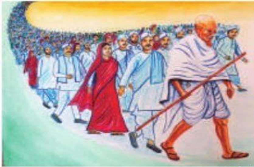 mahatma Gandhi गांधी और कस्तूरबा के संघर्ष को रंगों के माध्यम से समझाया