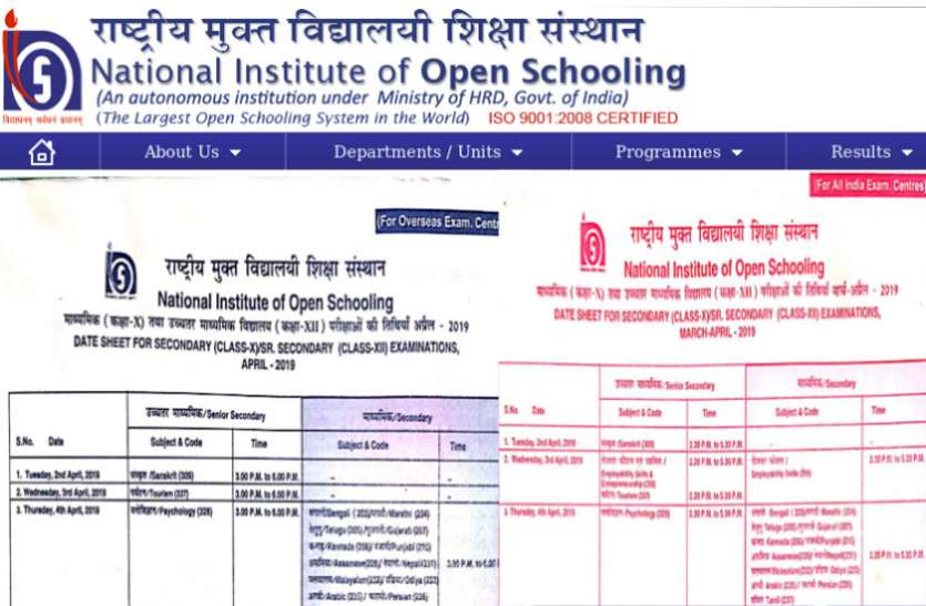 NIOS Board Exam अप्रेल-मई में होंगे NIOS Class 10-12 Board Exams, एडमिट कार्ड जारी
