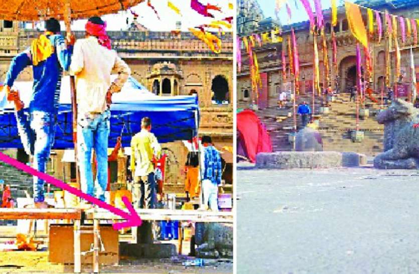 maheshwar महेश्वर में दबंग-3 की शूटिंग, मामला गरमाया तो शिवलिंग से हटाया मंच