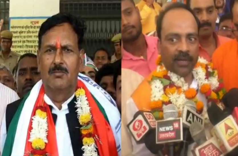 Rangnath Mishra and Ramesh Bind बसपा के रंगनाथ मिश्र और BJP के रमेश बिंद का हुआ नामांकन, दोनों के उमड़ी भीड़