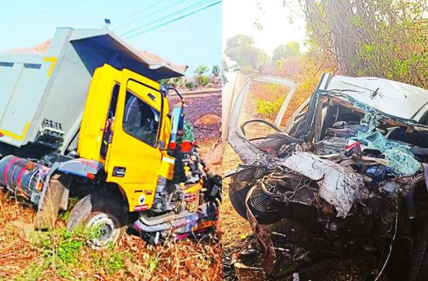 accident डंपर से भिड़ी कार, पति-पत्नी सहित मासूम बेटी की मौत, लोग बनाते रहे वीडियो