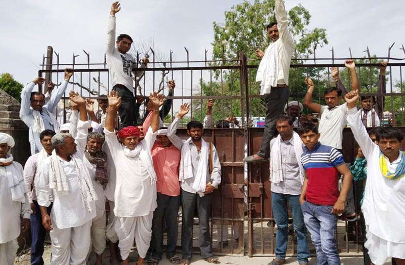 farmers-locked-the-agricultural-mandi-gate राजफैड व नैफेड के आदेशों के विरोध में किसानों ने कृषि मण्डी के मुख्य द्वार पर लगाया ताला